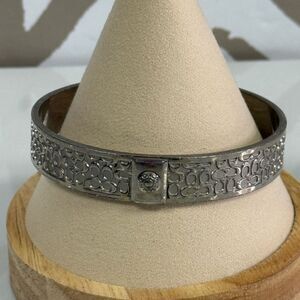 Coach Silvertone All Over Logo Bangle Bracelet